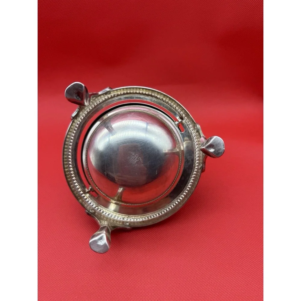 1883 FB Rogers Silver Co 273 Roll Top Caviar Butter Dish Server Lion Head Footed